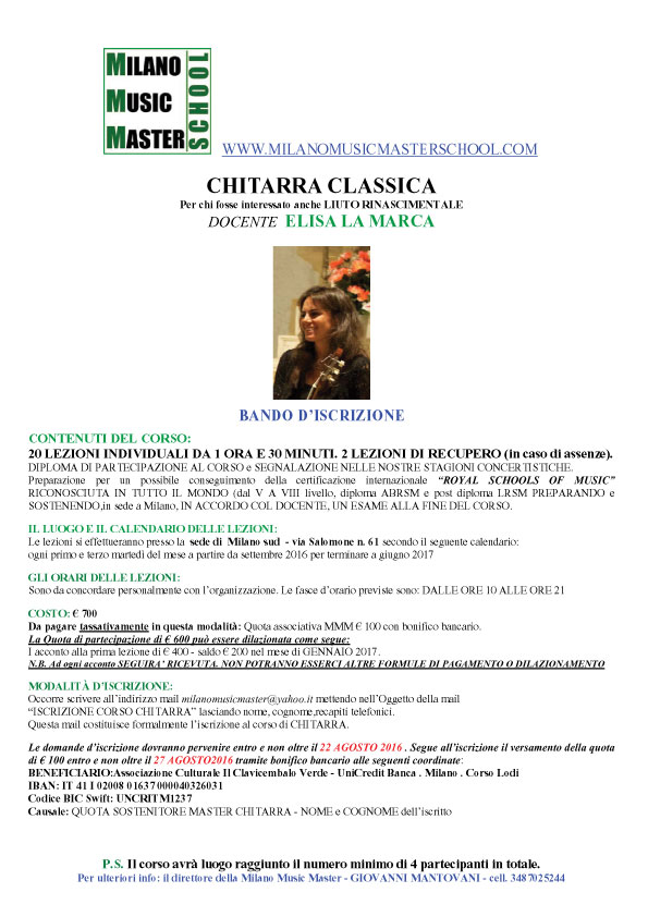 Milano Music Masterschool Elisa La Marca Neuguitars